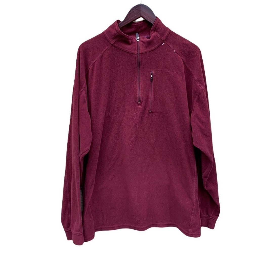 LL Bean Men’s Red Quarter Zip Pullover Active Fleece Casual Sweater Sz XXL Tall